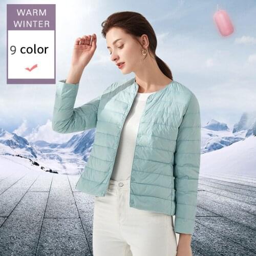 Autumn Winter Women Ultra Light Down Coat Thin White Duck Down Jacket Parka Plus Size Portable Outwear Female Short Top 2021 New