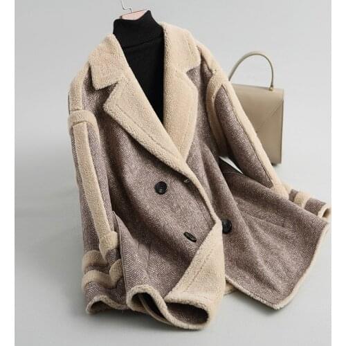 Luxury Warm Winter Fur Coat Female Fashion Long Wool Jackets for Women Abrigos Mujer Invierno 2020 18006-1 WYQ1842