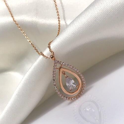 Water Drop Tiny Anturaj Gold Model Silver Necklace