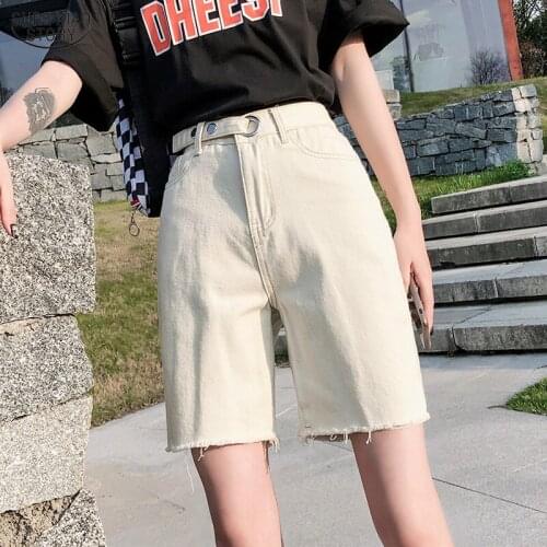 Plus Size High Waist Shorts Fashion Jean Shorts Women Summer Solid Denim Trouser Streetwear Black Beige Sky Blue Gray 2021 10422