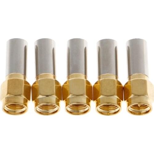 5 Pcs SMA Male Plug RF Coaxial Connector Crimp For RG58 RG142 RG400 LMR195 RG223