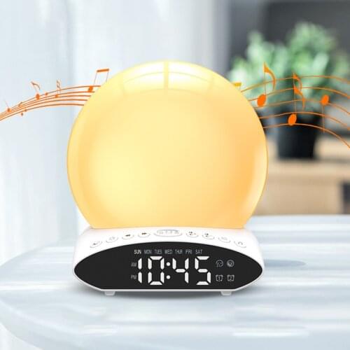 Wake Up Light for Kids, Sunrise Alarm Clock, Radio, 7 Colored Night Light, Sunrise Simulation & Sleep Aid, Dual Alarm with FM