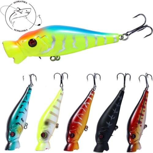 Wobbler 6#High Carbon Steel Hooks 3D Eyes Topwater Bionic Bait 5Colors 11.6G/8.5CM Artificial Floating Popper Plastic Hard Bait