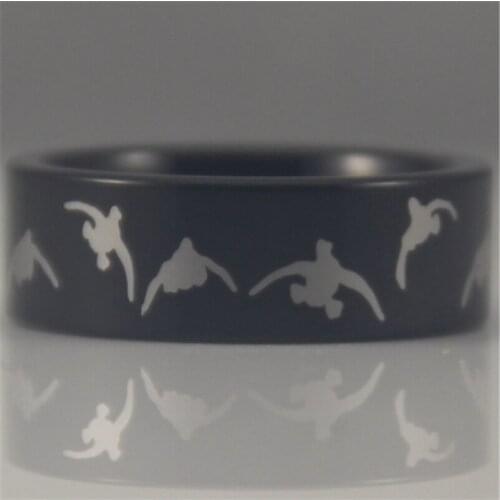 YGK Free Shipping YGK JEWELRY Hot Sales 8MM Black Pipe Outdoor Duck Hunting New Mens Tungsten Comfort Fit Ring