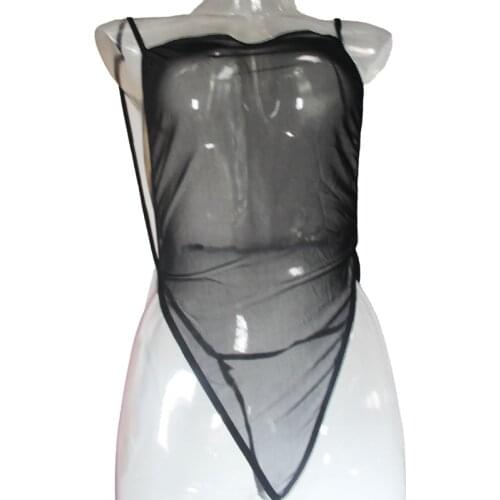 Womens Sexy teddy Bodysuit Leotard Mesh Black Transparent Silk Fishnet lingerie Erotic Underwear G-strings foreplay