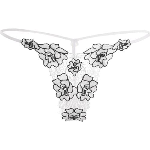 Women Sexy Lingerie Erotic Porn Panties Floral Transparent Underwear See Through Flirty Y-back G-string Cute Bikini