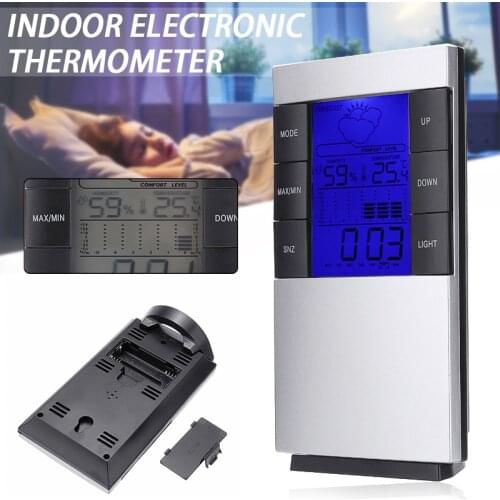 LCD Display Indoor Electronic Thermometer Humidity Temperature Time Display Clock Weather Station Household Multi Humidity Meter