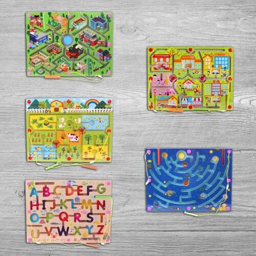 Pop Kids Magnetic 3D Puzzle Jigsaw Tangram Thinking Training Game Baby Montessori Learning Educational Wooden Toys For Kid