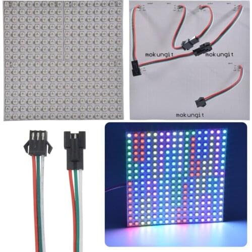 5pcs 16*16 Pixel 256 Pixels WS2812B SK6812 Flexible LED Programmed Panel Screen Individually Addressable 5050 RGB Full Color 5V