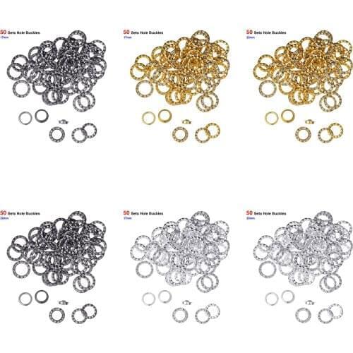 50set Brass Material Grommet Eyelet With Rhinestone Diamonds Washer Fit Grommets Metal Eyelets for Leathercraft Tag Accessories