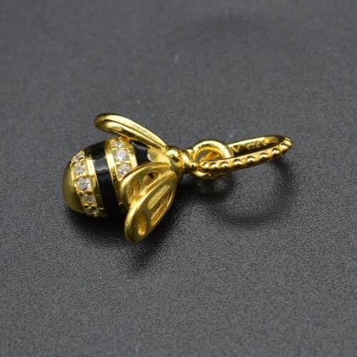 925 Sterling Silver Lovely Golden Bee Charm Suitable For Women And Children Quality Silver Bracelet Accessory Pendant