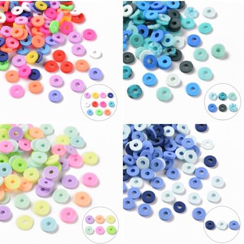 1000g 4mm 6mm 8mm Polymer Clay Beads Disk Flat Round Spacer Heishi Beads for Jewelry Making Beads Bracelet diy Crafts Supplies