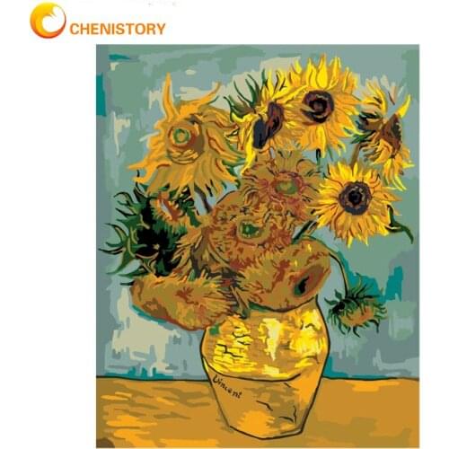 CHENISTORY Oil Painting By Numbers Kits For Adults Sunflower Picture Paint By Number HandPainted Acrylic Picture Home Decoration