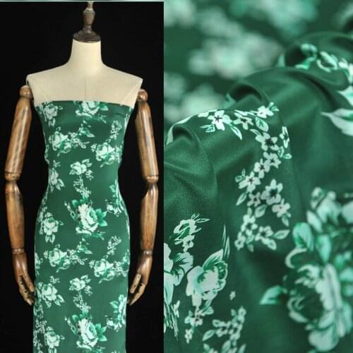 Natural mulberry silk fabri cloth 111cm width 14mm printed crepe de chine drape anti-wrinkle shirt sewing fabric for dress