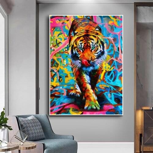Graffiti Animal Art Tiger Canvas Painting on The Wall Art Posters Prints Wall Pictures for Living Room Home Wall Cuadros Decor