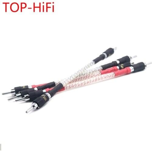 TOP-HiFi Speaker Jumper Link 7N Sliver Plated Speaker Jumper Cable BiWire for Speakers 4x 20cm With Rhodium Plated Banana plug