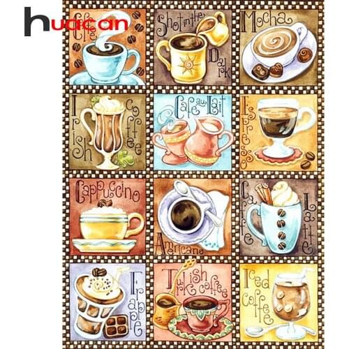 Huacan 5D DIY Diamond Painting Kits Coffee Full Square/Round Diamonds Embroidery Cartoon Decorations Home Art New Arrival