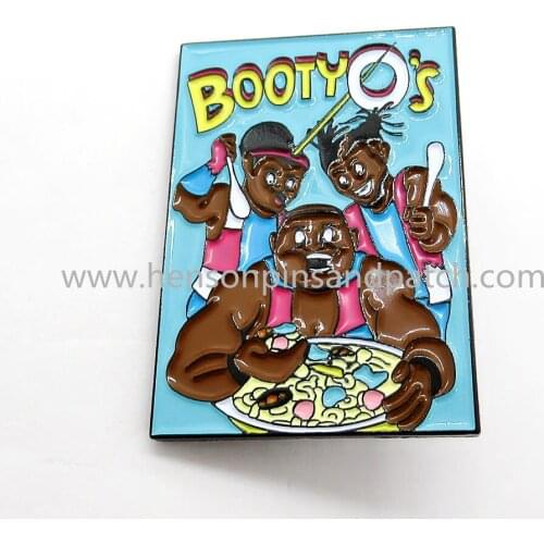 Customized black metal soft enamel bootyo pin badge