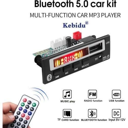 Kebidu Car Audio Decoder Board MP3 Player with Remote Control USB TF FM Radio Module Wireless Bluetooth 5V 12V MP3 WMA For Car