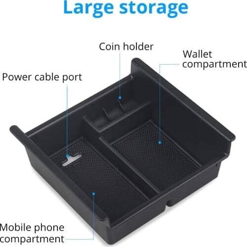USB Hole Storage Box Car Center Console Organizer Insert Tray with Cleaning Brush For 2019 Toyota 4 Runner