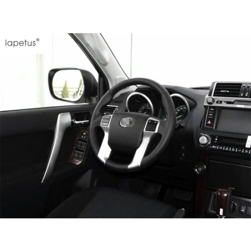 Lapetus Matte Interior Refit Kit Fit For Toyota Land Cruiser Prado FJ150 2014 - 2020 Car Steering Wheel Button Panel Cover Trim