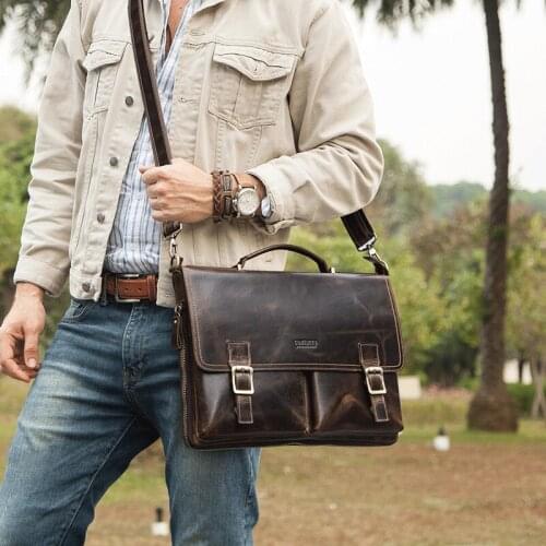 European and American trendy mens business briefcase cowhide mens shoulder messenger bag