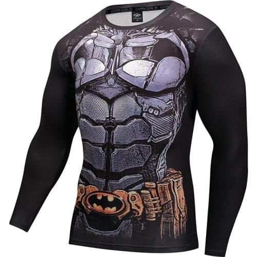 Men Sports Rashgard Long Sleeves T Shirt 3D Printed Compression Men Running Shirt MMA Workout Bodybuilding Quick-Drying T-shirts