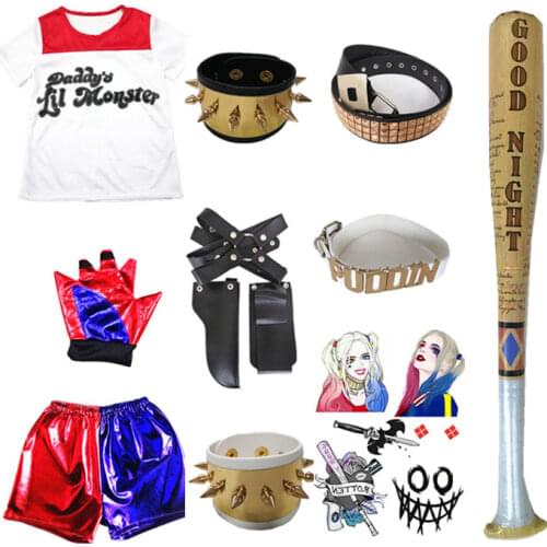 Kids Girls Suicide Harley Cosplay Costumes Squad Quinn Monster Jacket Pants Sets Christmas Kids Girls New Year Party Clothes