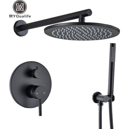 New matte Black Shower Faucet Brass 2 Function Cold and Hot Shower Set Wall Mounted Bathroom Faucet