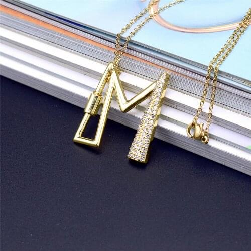 Custom Letter Necklace Pendant for Women Men Gold Color AAA Cubic Zircon Initial 26 Alphabet Necklace Name Jewelry Gift