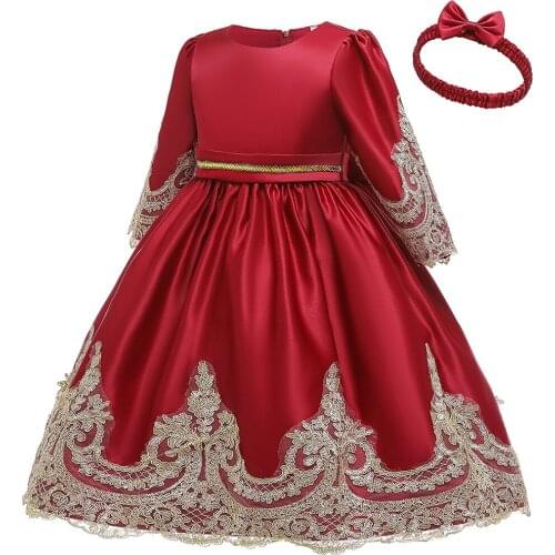 Girl princess dress elegant forged cloth printed big bow long sleeve dress with headband prom dress birthday party dress