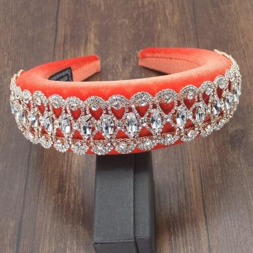 Luxurious baroque Sparkly Big Padded Rhinestones Headbands Full Crystal Reticulated Hairbands White orange For Women Headband