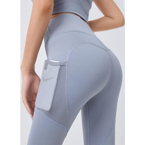 Yoga Pants Pockets Hip-lifting Bottoming Quick-drying Yoga Clothes Breathable Stretch Mesh Side Pockets Running Fitness Woman