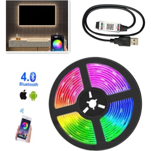 Bluetooth APP Control LED Light Strips 5050 RGB 5V USB Flexible Decoration BackLight Lamp Night light Luminous String For TV PC