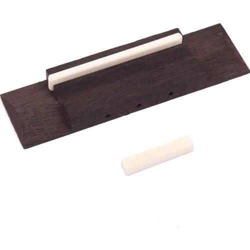 Tooyful Rosewood Bridge With Bone Saddle and Nut for 3 String CIGAR BOX Guitar Replaceable 90mm for Ukulele Parts