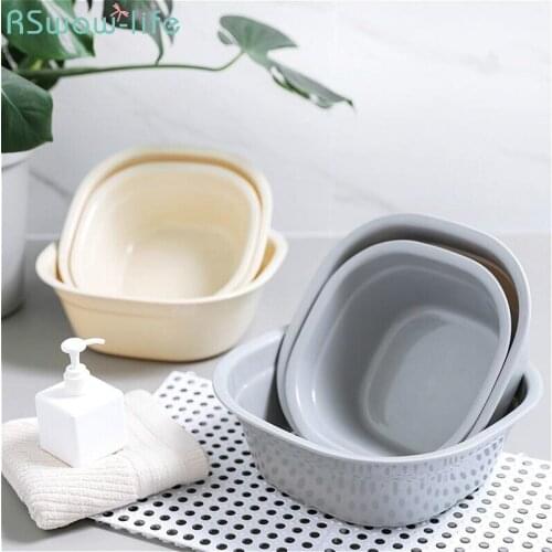 Japanese Simple Washbasin Household Thickened Plastic Vegetable Wash Basin Plastic Opaque S M L Washbowl Kitchen Bathroom Tools