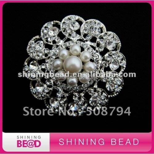 Pearl rhinestone brooch for wedding decoration,free shipping,hot sale jeweley rhinestone brooch for bouquet decoartion