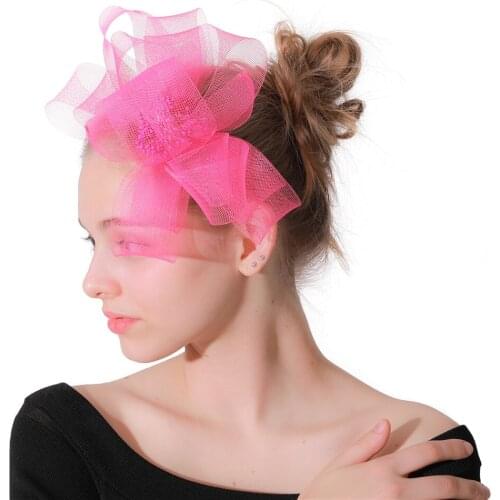 Hot Pink Vintage Fascinators Hat Party Womens Party Kentucky Hair Accessories For Wedding Church Derby Ascot Races Headbands