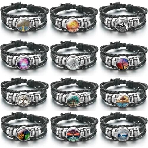 Women Men Vintage Jewelry Ethnic Tribal Wristbands Handmade Punk Multilayer Charm Bracelets Beads Tree-of-Life-Bracelet