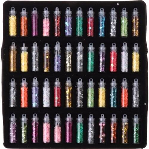 1 Set 48 Bottles Flash Sequin Powder Decoration Silicone Mold DIY Jewelry Making