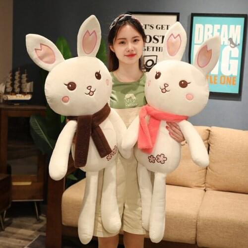 New Huggable 1pc 80-120cm Super Kawaii Rabbit Plush Toys Cute Long Bunny Stuffed Soft Accompany Pillow Kids Birthday Gift Dolls