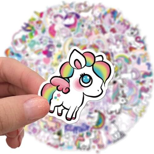 10/30/50/100PCS Cartoon unicorn Stickers Graffiti For Laptop Luggage Bike Car Skateboard Guitar Waterproof Decal Toys
