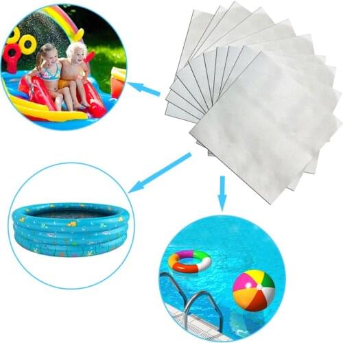 10PCS/Set Transparent Inflatable Swimming Pool Toy Repair Kit Patches Glue Inflatable Boat 5x5cm Repair Mattress Swim Ring