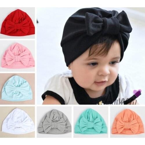 10 pcs/lot, Baby Toddlers Cotton Turban Hat with Bow , baby beanies turban headbands