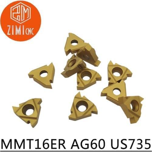 10 PCS MMT 16ER AG60 US735 Carbide Insert Thread Turning Tool Turning Tool Lathe Tool Milling Cutter CNC Tool 16ERAG60