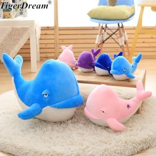 2018 One Piece Soft Whale PP Cotton Plush Toy Creative Dolls Cute Whales Cushions Stuffed Sleeping Pillows Bedroom Toys 4 Colors