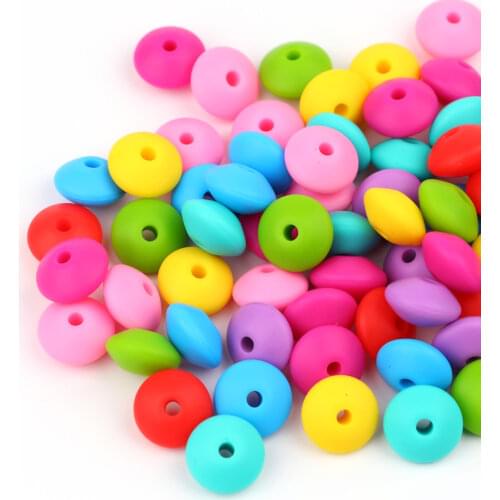 * 300pcs 12mm Lentil Beads Baby Pacifier Clip Chain Beads DIY Baby Mom Jewelry/Dummy Pacifier Clip Food Grade Silicone Teething
