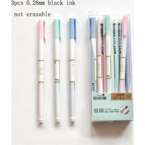 3X 0.28mm Thin Handle Like You Black ink Gel Pen Writing Signing Pen Stationery School Office Supply