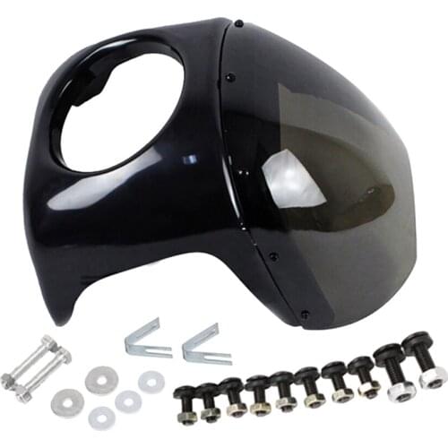 7 inch Headlight Fairing Covers Front Head Lamp Light Cowl Headlamp Visor Windshield Kit for Cafe Racer Motorcycle Universal