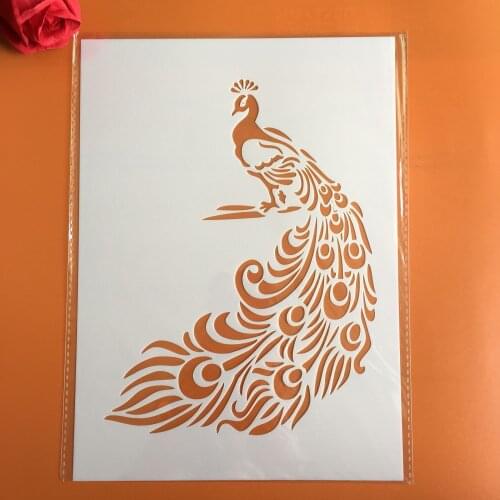 A4 29 * 21cm Animal peacockl DIY Stencils Wall Painting Scrapbook Coloring Embossing Album Decorative Paper Card Template